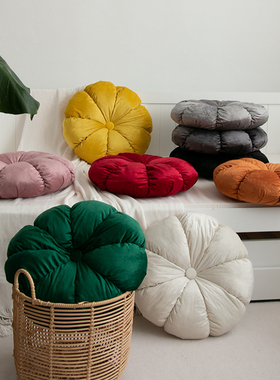 北欧ins风荷兰绒多瓣南瓜枕 手工褶皱沙发靠垫飘窗坐垫蒲团装饰枕