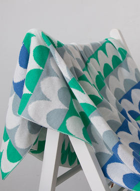 ins风全棉针织毯北欧风双层波浪款针织毯宝宝盖毯抱毯棉线毯