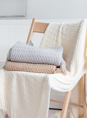 日式腈纶针织毯 民宿软装床尾巾空调毯午休毯车用毯户外毯盖腿毯