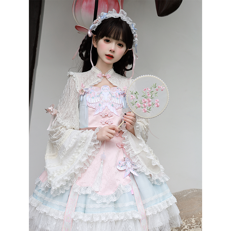 预约-赴春鸢西瓜气泡水原创中华风lolita JSK 春夏粉色连衣裙