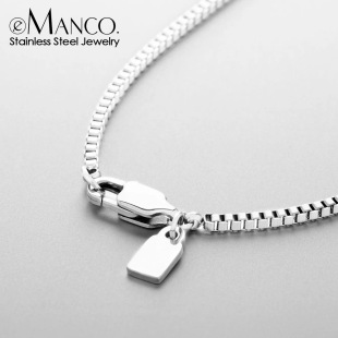 配饰品外贸 潮流款 emanco亚马逊热卖 轻奢不锈钢方型项链盒子链个性
