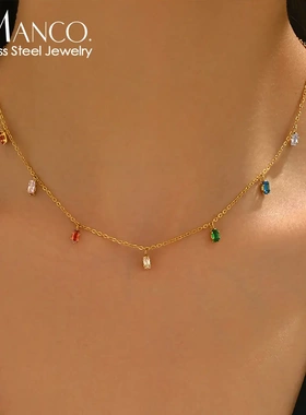 eManco欧美时尚ins彩色方锆石