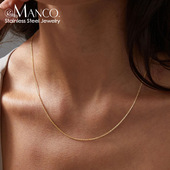 emanco 简约百搭细链欧美钛钢饰品 14K金不锈钢项链女士时尚