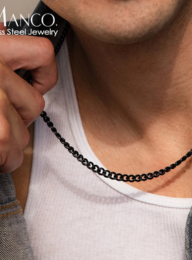 eManco白金百搭不锈钢男士项链