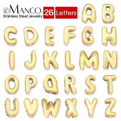 eManco复古泡泡26英文字母串珠孔珠小众英文字母吊坠饰品配件
