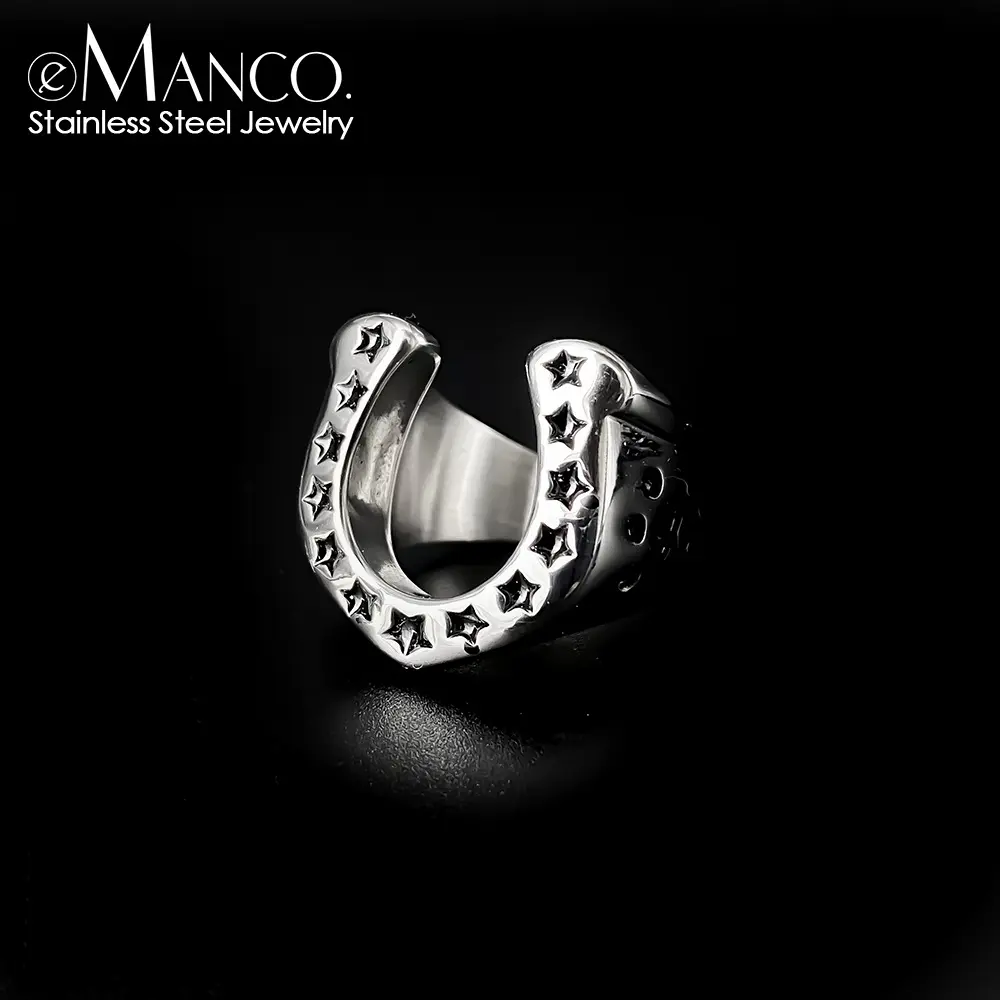 eManco不锈钢六芒星指环美式嘻哈