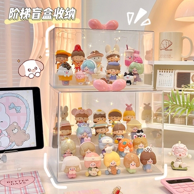 桌面可叠加手办收纳盒防尘透明泡泡玩偶马特展示架书房卧室展示柜