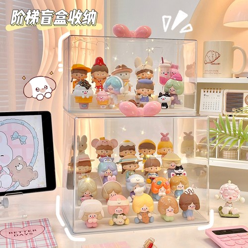 桌面可叠加手办收纳盒防尘透明泡泡玩偶马特展示架书房卧室展示柜