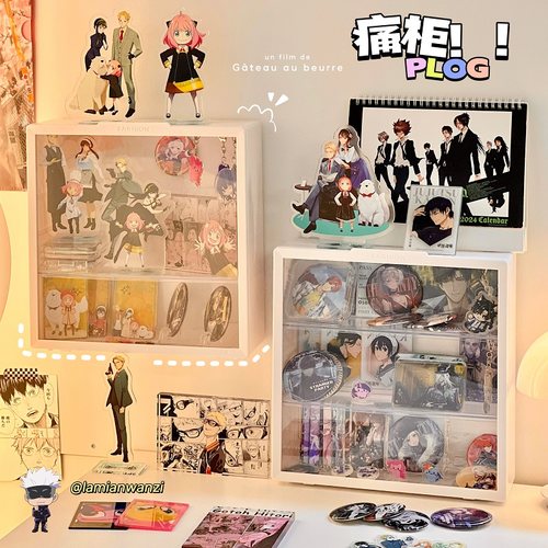 手办盲盒展示架透明摆件周边泡泡玩偶马特两用壁挂桌面展示盒痛柜