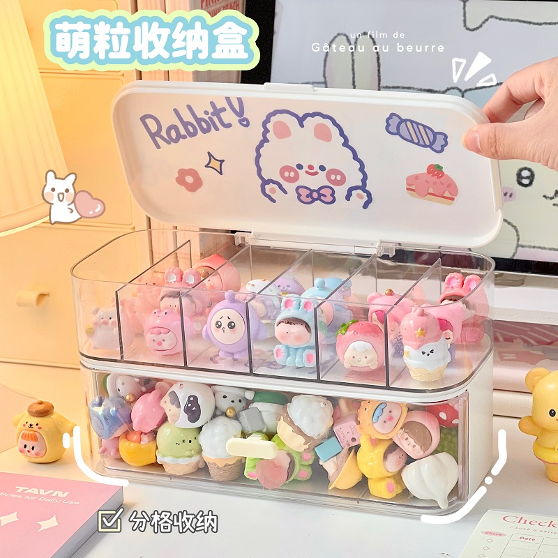 萌粒展示架透明简约分格多层盲盒手办摆件展示盒收纳盒展示柜女生