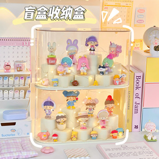 简约桌面手办盲盒展示盒防尘可叠加收纳盒展示架周边摆件展示柜子