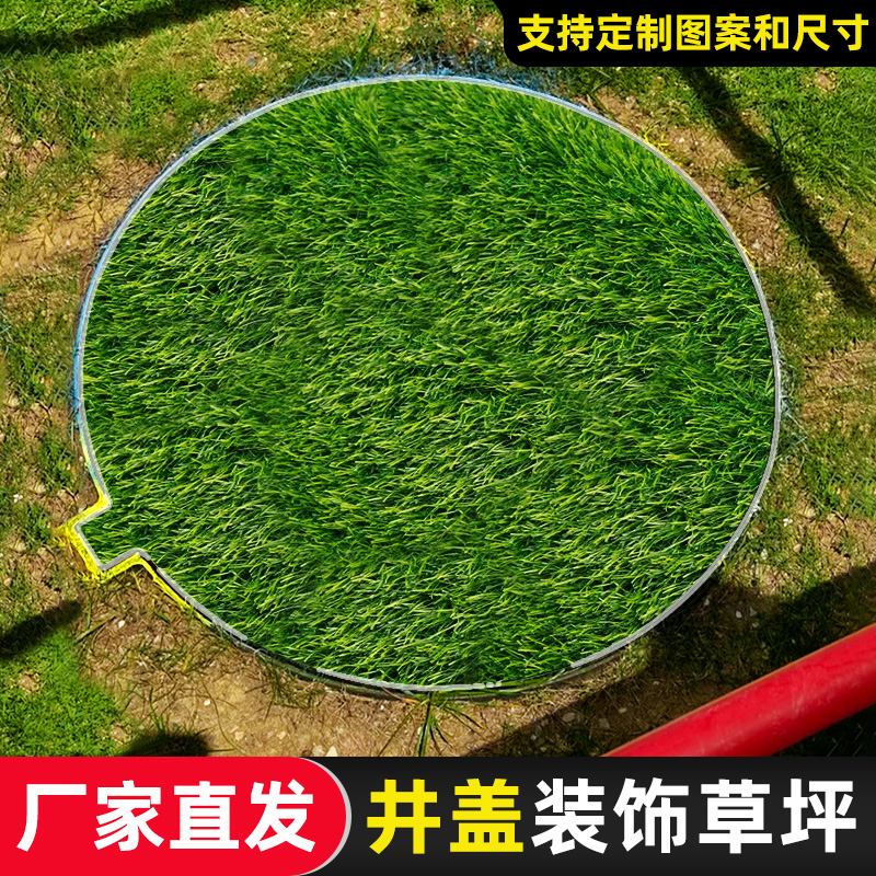 井盖遮挡垫露天室外下水窨井盖遮丑装饰品定制圆形长方形仿真草坪