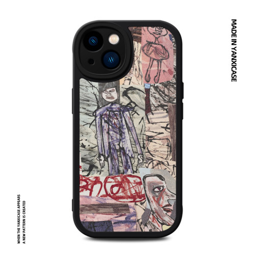 拼贴人像艺术涂鸦适用苹果18 17 16 15 14 13 12手机壳华为mate70 60 50 p40 pura80小米17T红米K90软findx9s
