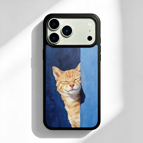 克莱因蓝探头微笑橘猫适用苹果17 16 13 12 11手机壳华为mate80 70 60 40 30创意p80全包nova14荣耀500一加15
