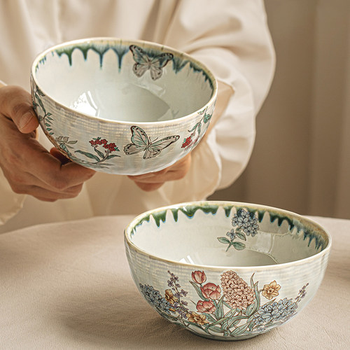 悠瓷新中式5.5英寸水波纹饭碗陶瓷面碗早餐酸奶碗女士个人专用碗