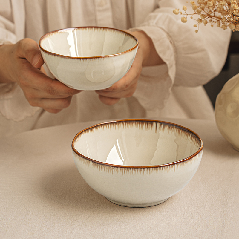 悠瓷日式复古陶瓷碗小汤碗