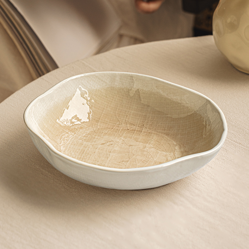 悠瓷高颜值冰裂釉异形沙拉碗