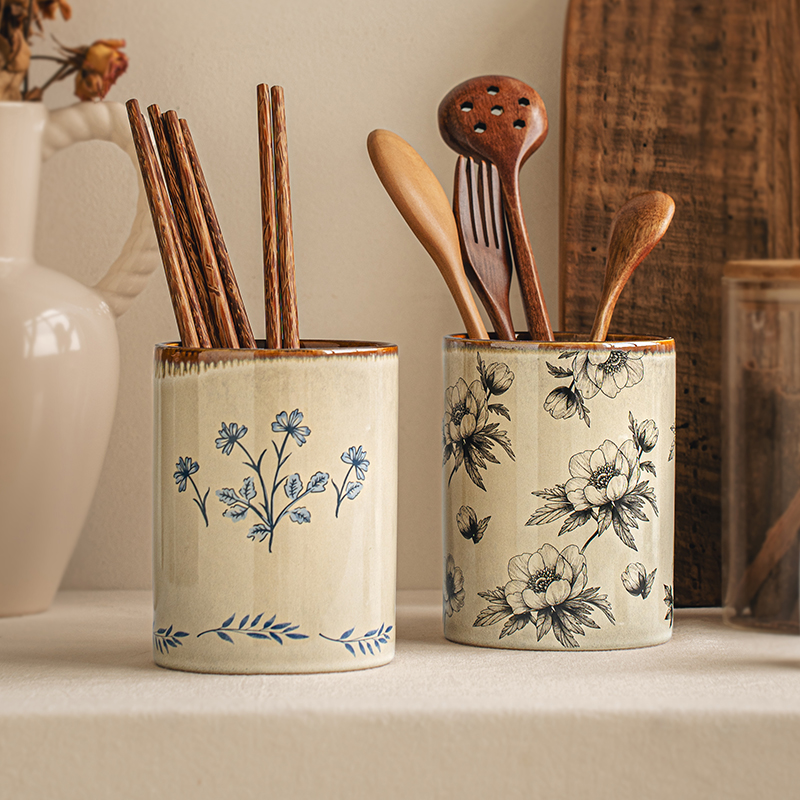悠瓷高颜值收纳罐复古筷子筒