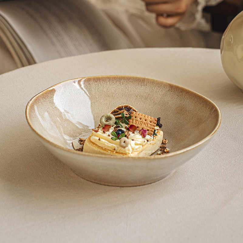 悠瓷复古不规则7.5英寸陶瓷菜碗拌面碗实用简约沙拉碗酸奶燕麦碗,餐饮具,碗,淘宝优惠券,粉丝福利购,淘宝优惠卷