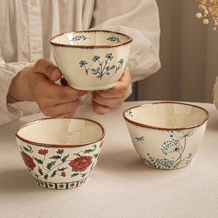 悠瓷 中古风异形高碗4.5英寸陶瓷碗家用吃饭碗甜品碗漂亮喝汤小碗