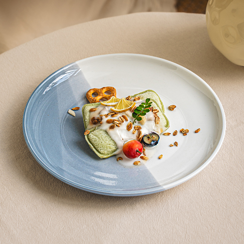 悠瓷欧式圆形牛排西餐盘创意陶瓷