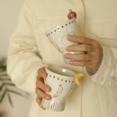 圣诞苹果杯礼物手作粗陶咖啡手握杯拿铁拉花女生生日礼物高档精致