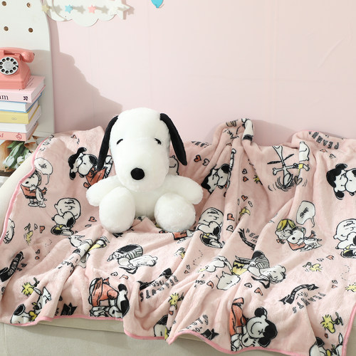 可爱卡通史努比毛绒抱枕被子两用