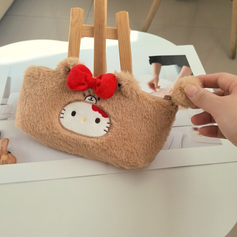 少女心可爱卡通KT猫咪毛绒笔袋