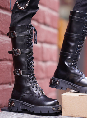 BJD娃鞋 机车风id75SD17 68/70叔 朋克风高筒靴 现货