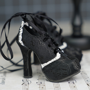 BJD嘀嗒家四分高跟脚娃鞋拼接图案高跟鞋 四分女高跟脚 现货