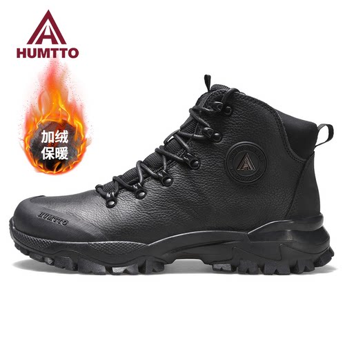 悍途加绒羊毛雪地靴真皮棉鞋男