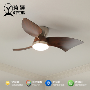 复古南洋风餐厅卧室吸顶风扇灯包豪斯中古静音变频风扇一体灯 美式
