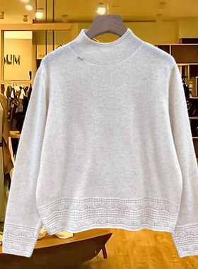 38983呕吼时尚高定圆领烫钻简约显瘦羊毛针织衫上衣冬季新款2025