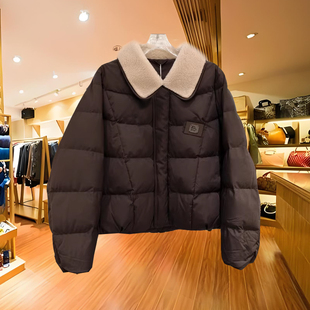 南油高端欧货外套女装 2025冬季新款羊羔毛领羽绒服宽松鸭绒外套