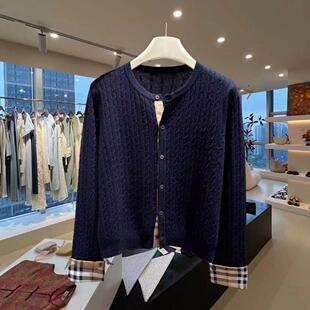 欧货2026新款时尚羊毛圆领显瘦针织开衫女宽松显瘦毛衣外套上衣女