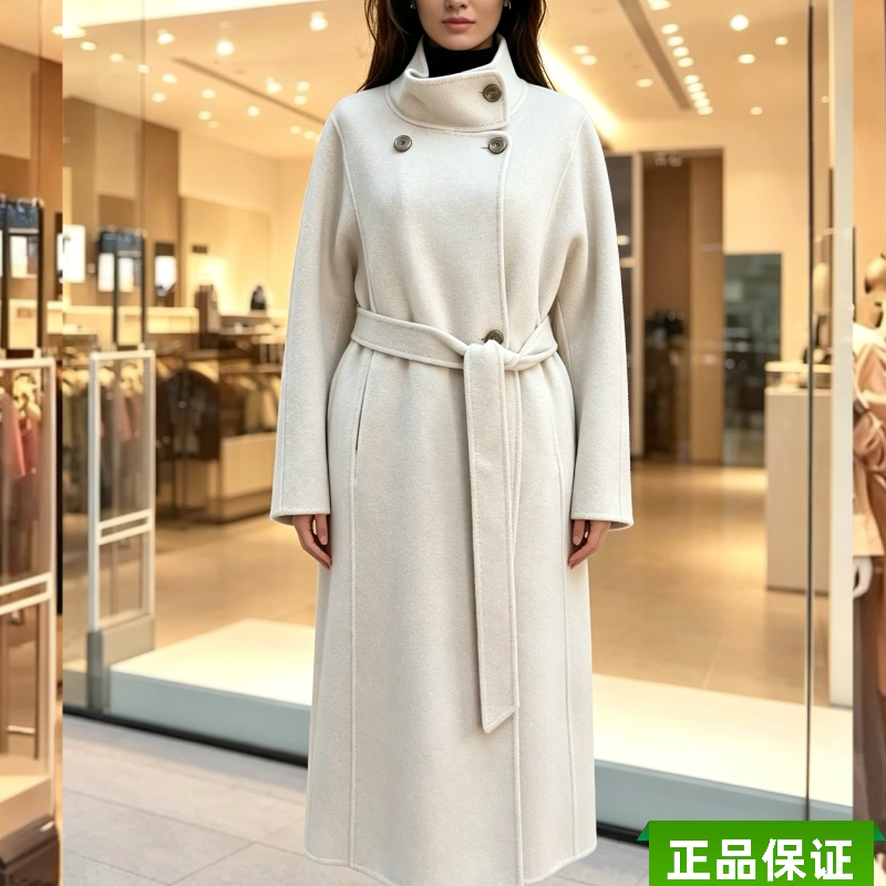 立领赫本风双面羊毛大衣女26秋冬韩系中长款斗篷长毛加厚毛呢外套