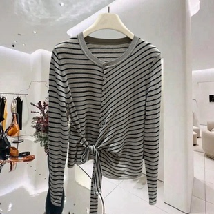 欧货2026新款时尚条纹针织开衫外套女夏季防晒气质小众上衣外搭