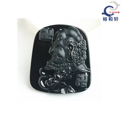 天然老坑翡翠A货精雕墨翠罗汉头吊坠挂件 珍藏礼品项链 裕和轩