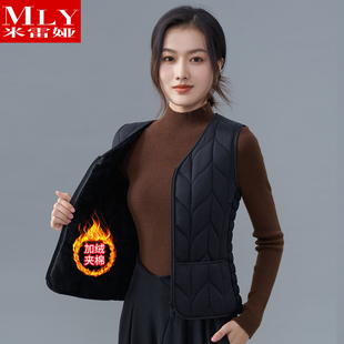 2025秋冬新款 显瘦加绒马夹内穿加厚贴身保暖背心 羽绒棉马甲女修身