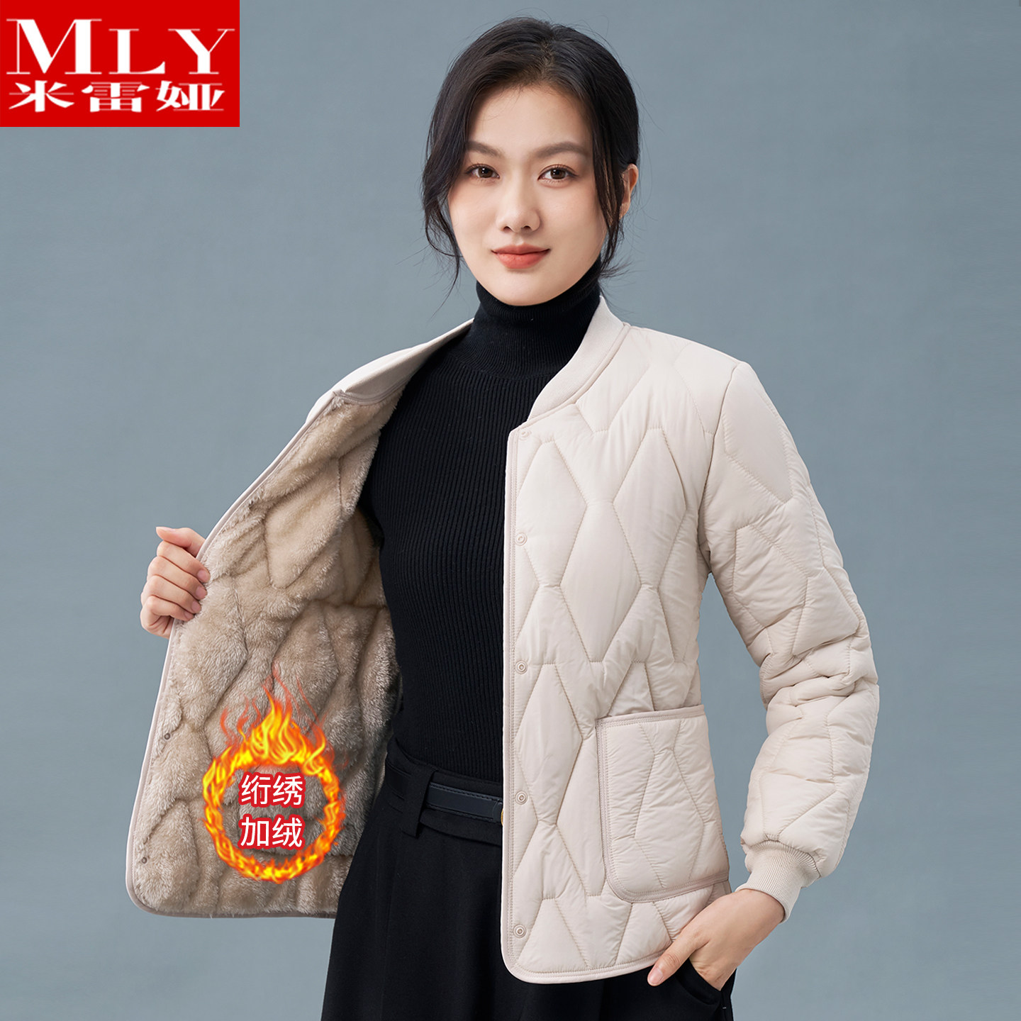 2026秋冬季新款棉服女爆款加绒加厚保暖内胆短款时尚防寒棉衣外套