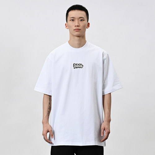bboy宽松纯色t恤重磅嘻哈短袖