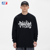 T恤宽松bboy街舞嘻哈hiphop打底小领口长袖 BBK 重磅270g 涂鸦说唱