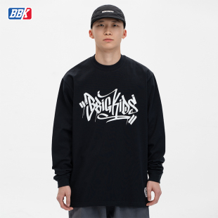 BBK 重磅270g T恤宽松bboy街舞嘻哈hiphop打底小领口长袖涂鸦说唱