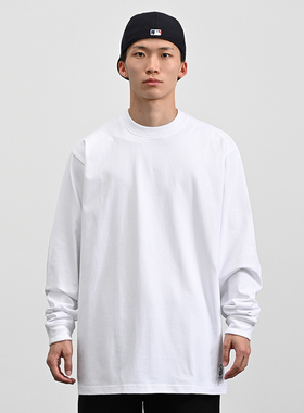 BBK 270g纯色t恤重磅 街舞嘻哈打底bboy小领口净色长袖HIPHOP滑板