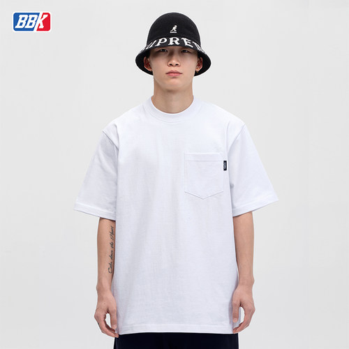 bboy宽松纯色t恤重磅嘻哈短袖