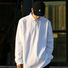 BBK长袖POLO衫bboy宽松重磅 纯色翻领t恤街舞嘻哈hiphop净色打底