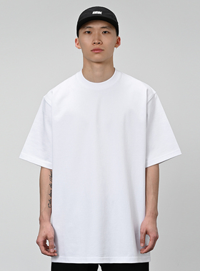 BBK 380g重磅 纯色t恤bboy宽松街舞嘻哈 净色打底小领口 短袖