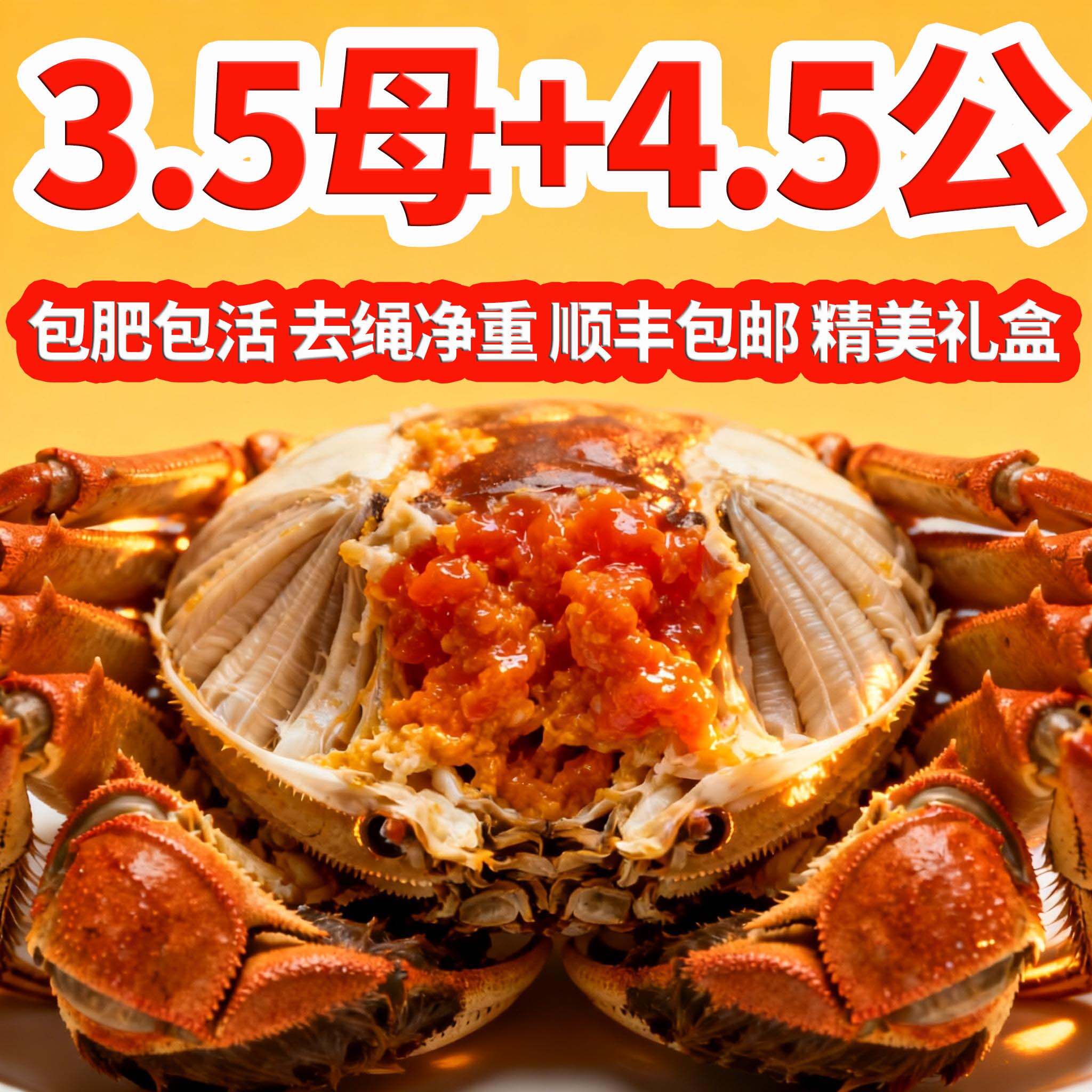 【春节不打烊】活蟹3.5两母4.5两公洪泽湖大闸蟹鲜活螃蟹10只礼盒
