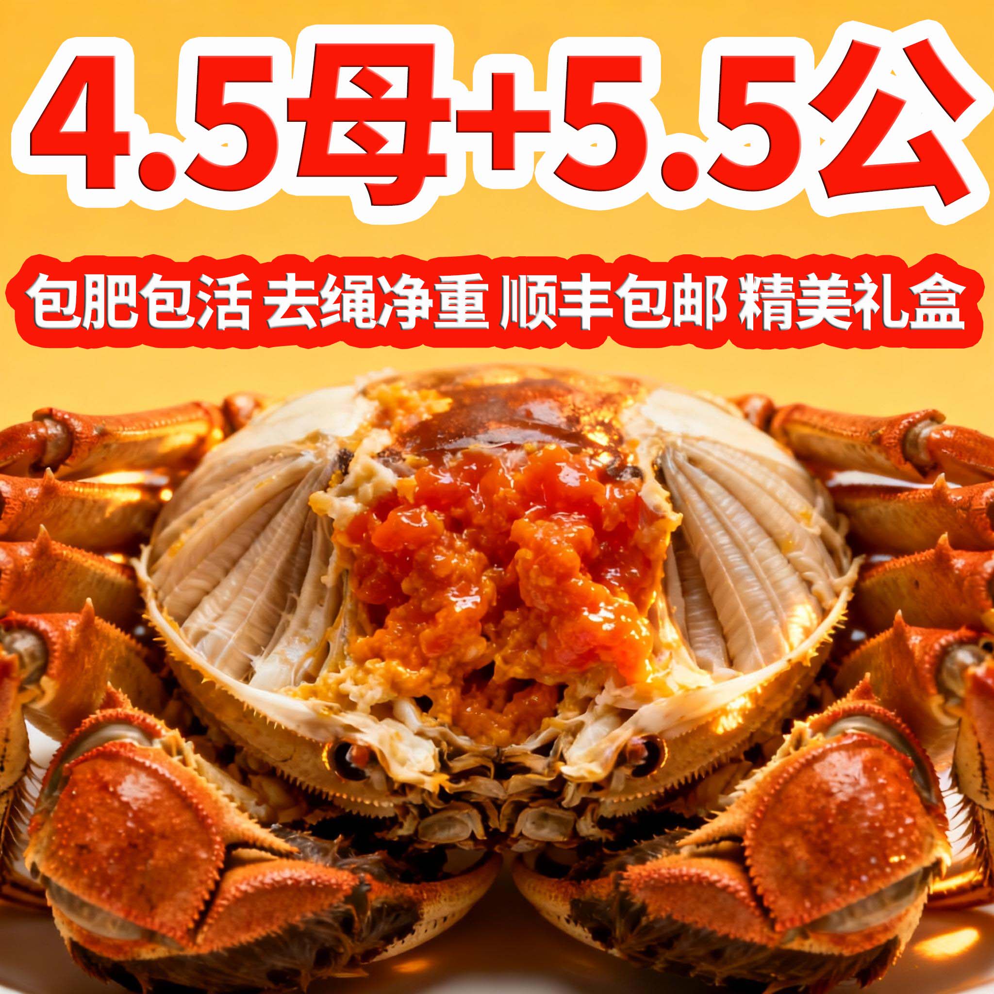 【春节不打烊】活蟹4.5两母5.5两公洪泽湖大闸蟹鲜活螃蟹10只礼盒