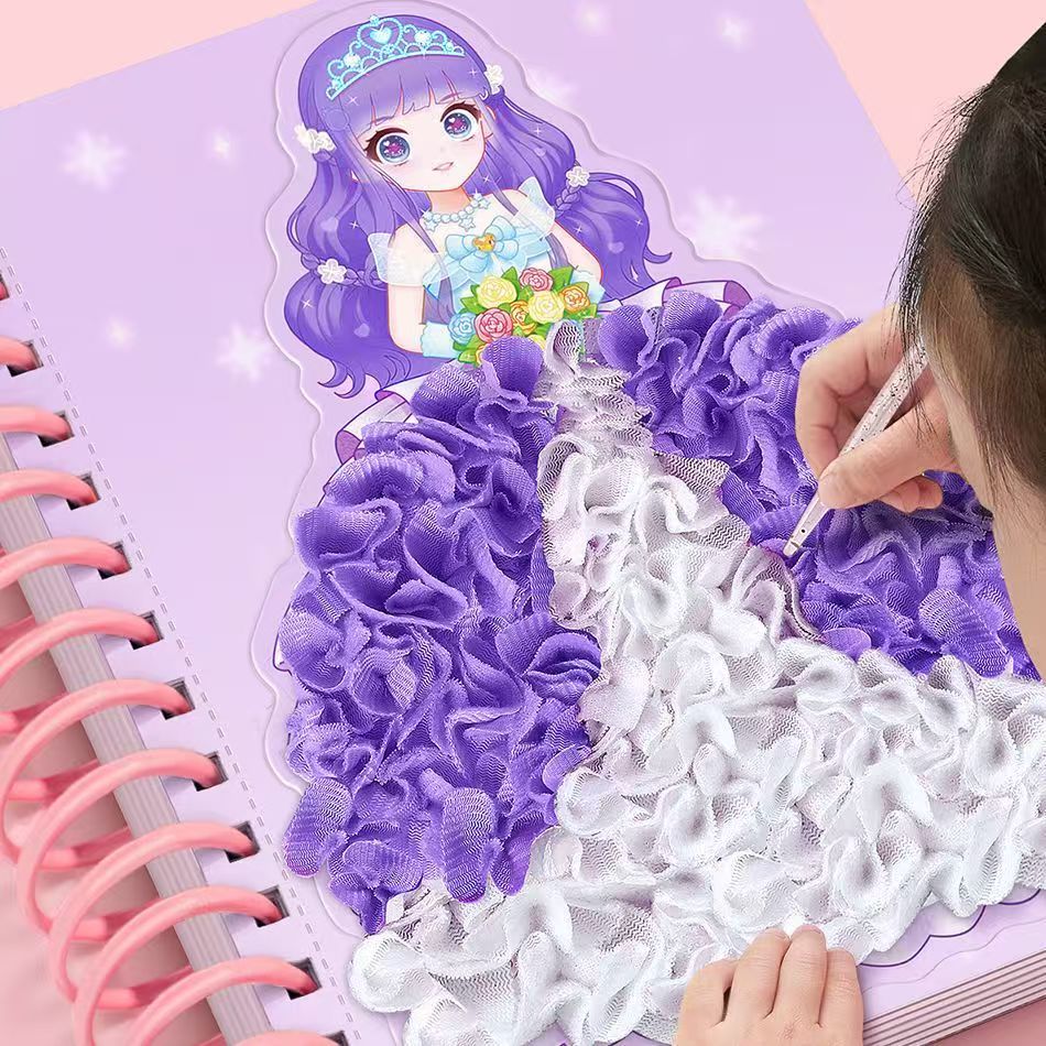 儿童手绘戳戳画梦幻贴纸手工DIY材料包女孩益智粘贴公主换装帖画图片